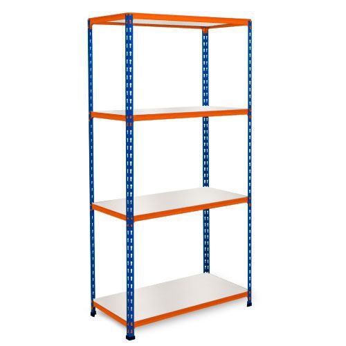 Rapid 2 Shelving (1600h x 1525w) Blue & Orange - 4 Melamine Shelves