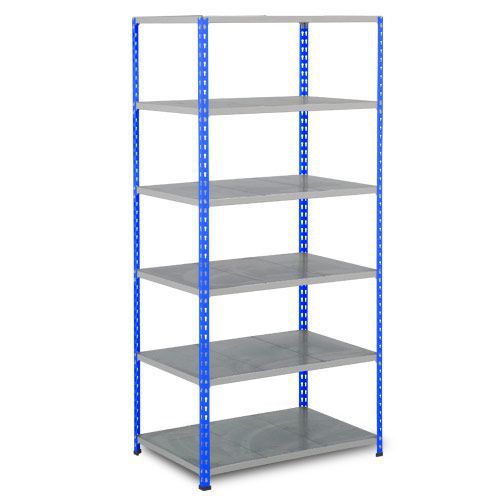 Rapid 2 Shelving (1980h x 915w) Blue & Grey - 6 Galvanized Shelves