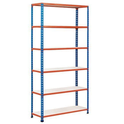 Rapid 2 Shelving (1980h x 915w) Blue & Orange - 6 Melamine Shelves