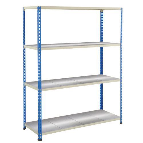 Rapid 2 Shelving (1980h x 1220w) Blue & Grey - 4 Galvanized Shelves