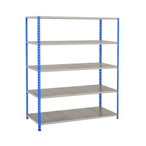 Rapid 2 Shelving (1980h x 1220w) Blue & Grey - 5 Galvanized Shelves