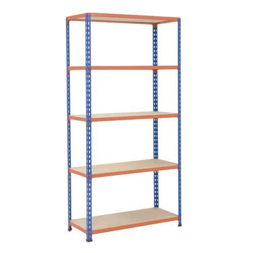 Rapid 2 Shelving (2440h x 915w) Blue & Orange - 5 Chipboard Shelves