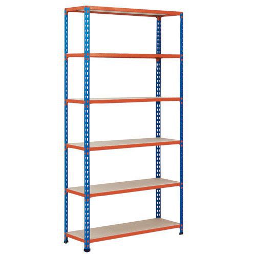 Rapid 2 Shelving (2440h x 915w) Blue & Orange - 6 Chipboard Shelves