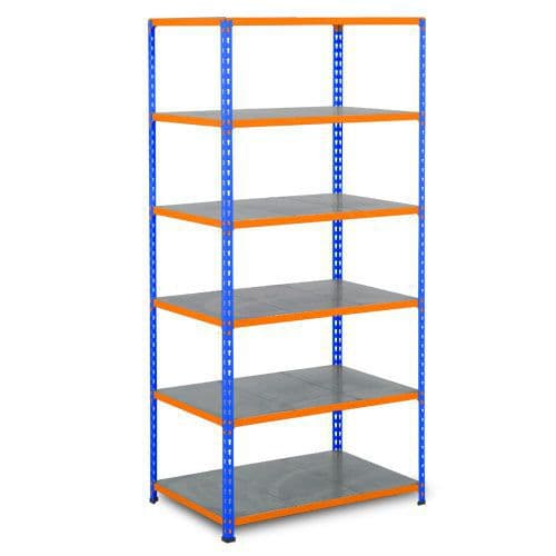 Rapid 2 Shelving (2440h x 915w) Blue & Orange - 6 Galvanized Shelves