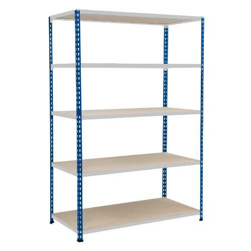 Rapid 2 Shelving (2440h x 1220w) Blue & Grey - 5 Chipboard Shelves