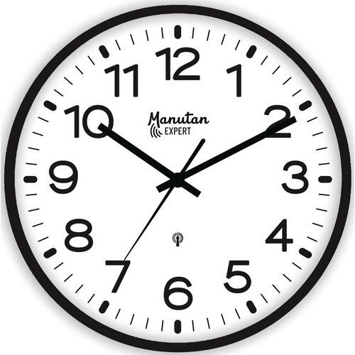 Radio-controlled analogue wall clock, dia. 30 cm - Manutan