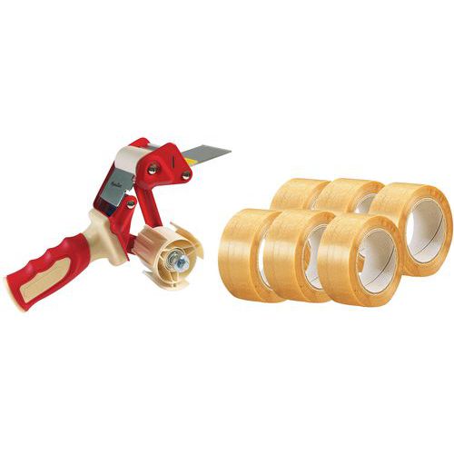 Rolls of adhesive PVC tape + 1 ergonomic dispenser - Manutan Expert