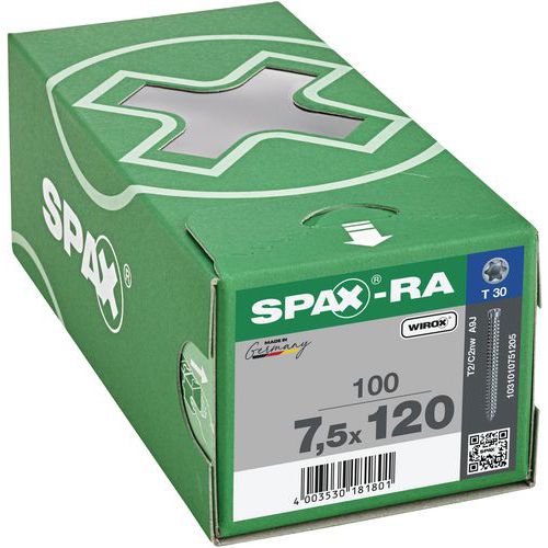 Box of 100 T-Star Plus Wirox TX chassis anchors, diameter 7.5 mm - Spax Box of 100 T-Star Plus Wirox TX chassis anchors, diameter 7.5 mm - Spax