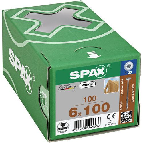 Box of 100 TX disc-head wood screws Ø 6 mm - Spax