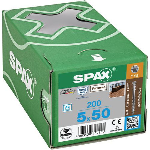 Box of screws for TX cylindrical head decking Ø 5 mm - Spax