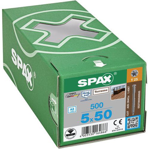 Box of screws for TX cylindrical head decking Ø 5 mm - Spax
