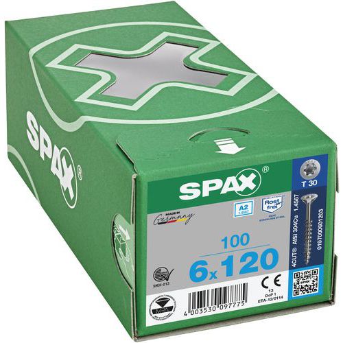 Box of universal outdoor screws with countersunk head TX Ø - Spax