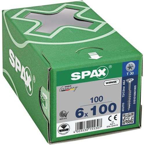 Box of 100 T-Star Plus universal screws with countersunk head TX Ø - Spax
