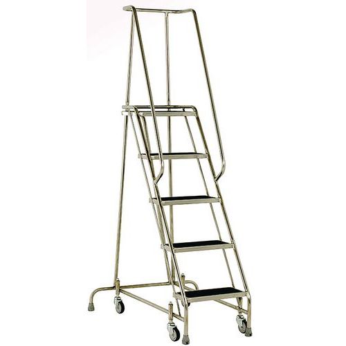 Stainless Steel Mobile Steps - 3-5 Anti Slip Treads