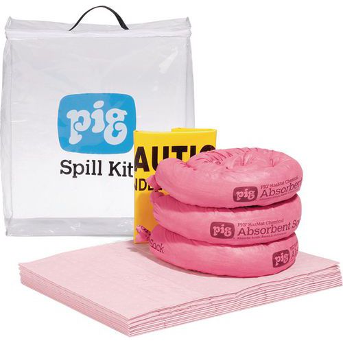 Spill Kits in a Clear Bag - For Moping Up Oil & Chemicals - New Pig