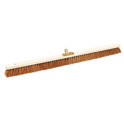 Broom with coconut fibre bristles and flush-mounted end piece - Wooden head - Manutan Expert