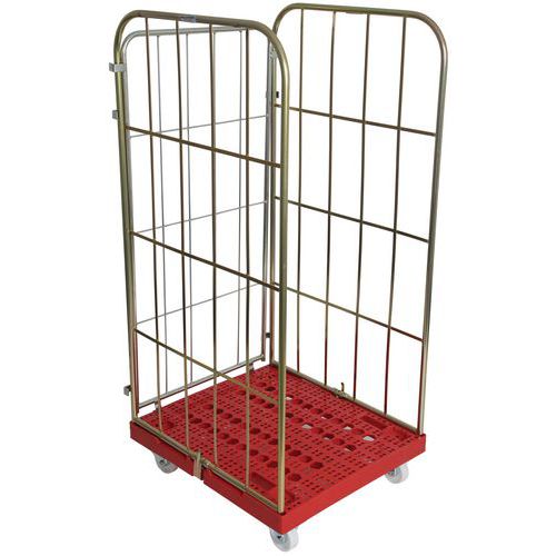 Roll Pallet With Plastic Base And Removable Sides
