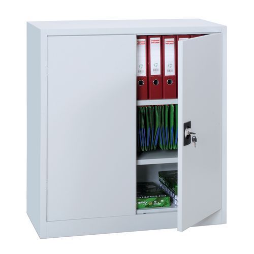 Low, self-assembly cabinet with hinged doors - Width 120 cm - Manutan