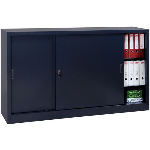 Self-assembly cabinet with sliding doors - Low - Width 160 cm - Manutan