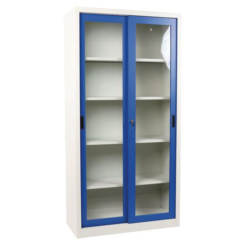 Office Storage Cupboard - Clear Plexiglass Sliding Doors - Manutan Expert Office Storage Cupboard - Clear Plexiglass Sliding Doors - Manutan Expert