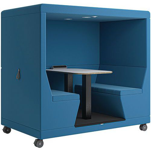 Mobile Modular Office Meeting Pod - 4-Seater - 1 Enclosed Side - Yo-Yo