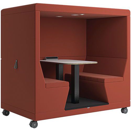 Mobile Modular Office Meeting Pod - 4-Seater - 1 Enclosed Side - Yo-Yo