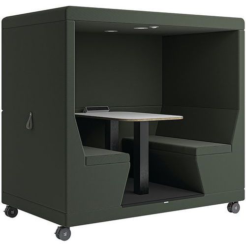 Mobile Modular Office Meeting Pod - 4-Seater - 1 Enclosed Side - Yo-Yo