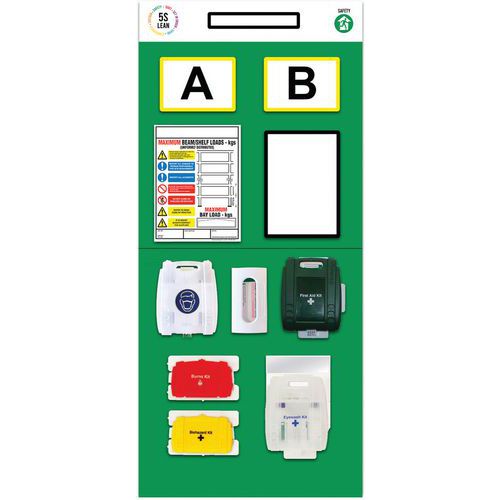 Rack End First Aid Shadow Notice Boards - Double Aisles - Modulean