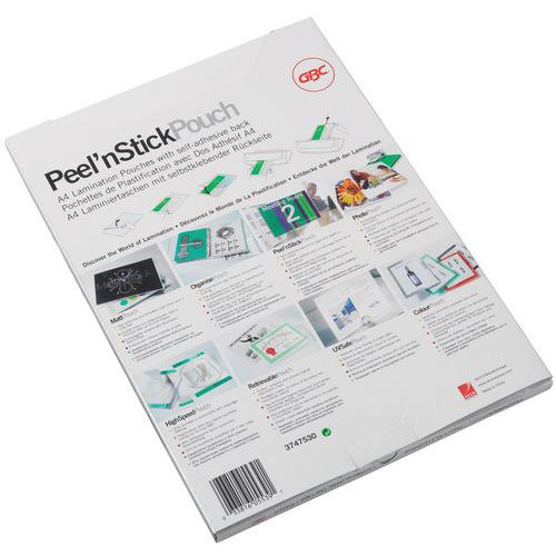GBC Peel'nStick laminating pouches