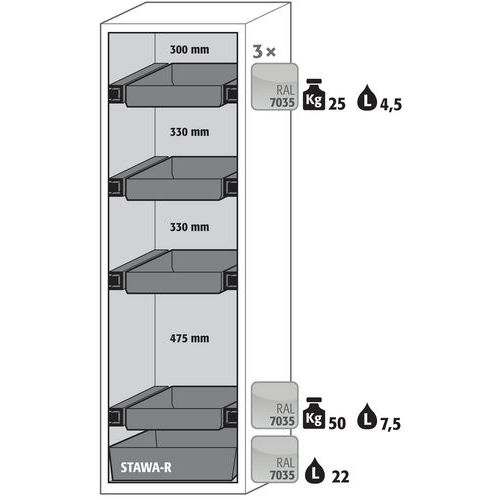 SCLASSIC90 Cabinet Door support and Retention tray - 1968x596 - Asecos
