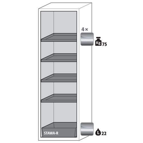 S-CLASSIC-90 cabinet - Spill tray - 1968x596 mm - asecos