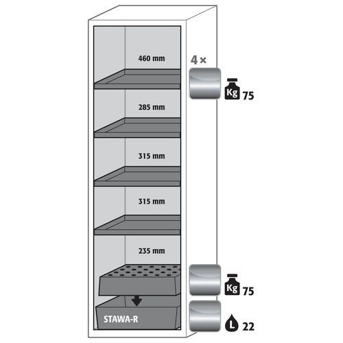 S-CLASSIC90 Cabinet Door support - Retention tray - 596mm - Asecos