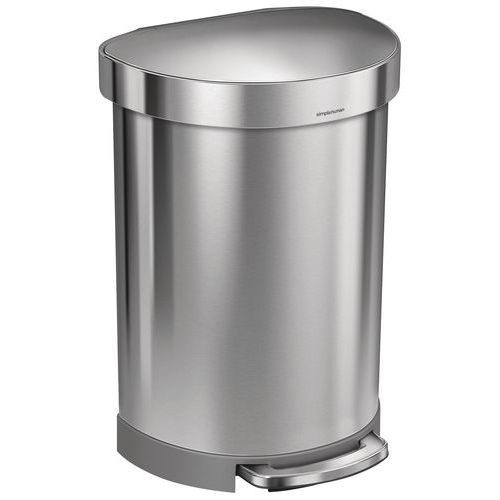 Brushed Steel Semi Round Pedal Bin for Waste Management and Recycling