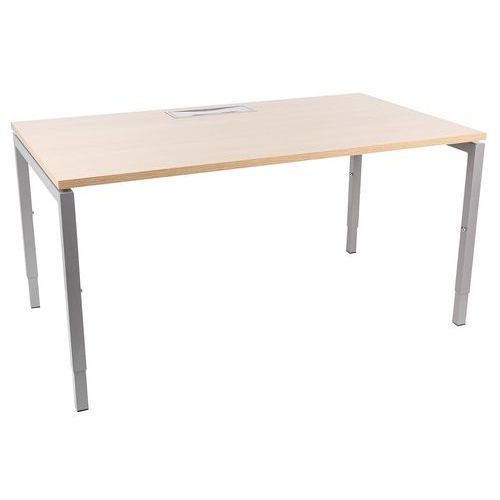 Misao straight desk - Adjustable U-shaped legs, oak/aluminium - Manutan Expert