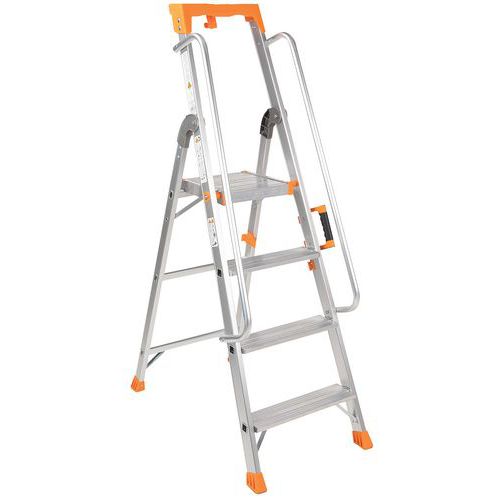 Professional aluminium step ladder with ramp - Manutan Expert