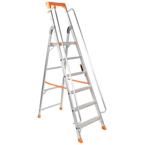 Professional aluminium step ladder with ramp - Manutan Expert