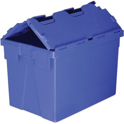 Pack Of Five 48-70L Blue Plastic Storage Boxes - Hinged Lid - Totebox