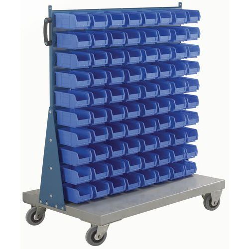 Single Sided Louvre Panel Trolley with Bins for Organization & Storage