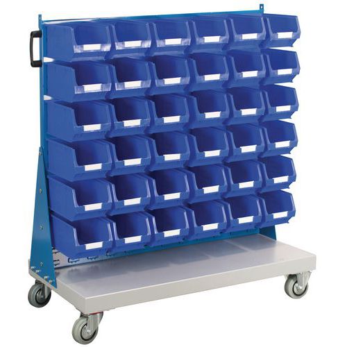 Single Sided Louvre Panel Trolley with Bins for Organization & Storage