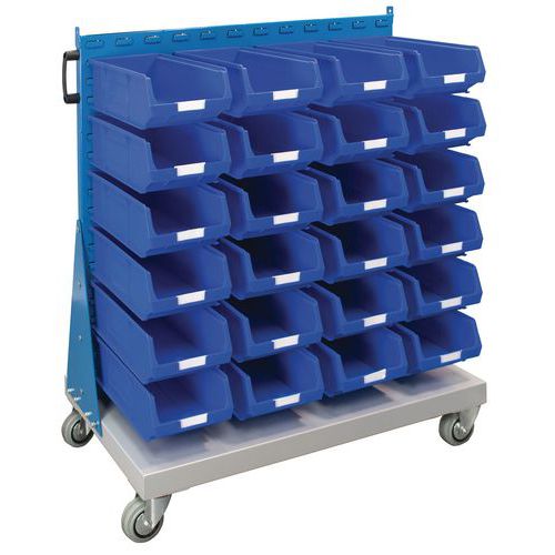 Single Sided Louvre Panel Trolley with Bins