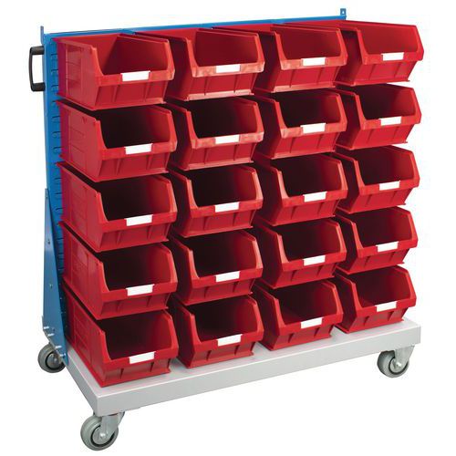 Single Sided Louvre Panel Trolley with Bins