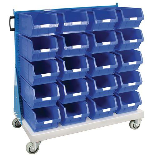 Single Sided Louvre Panel Trolley with Bins for Organization & Storage
