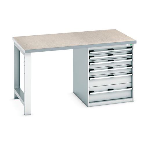 Bott Cubio Heavy Duty Workbench With Lino Worktop & Drawers HxWxD 840x1500x900mm