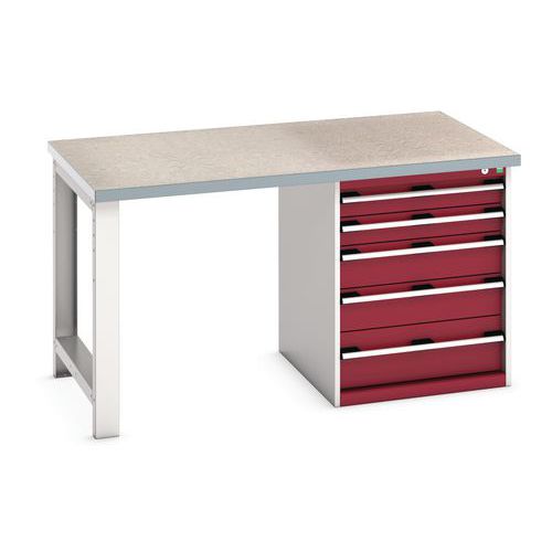 Bott Cubio Heavy Duty Workbench With Lino Worktop & Drawers HxWxD 840x1500x900mm