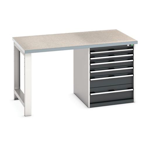 Bott Cubio Heavy Duty Workbench With Lino Worktop & Drawers HxWxD 840x1500x900mm
