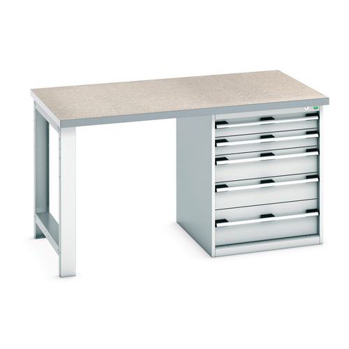 Bott Cubio Heavy Duty Workbench With Lino Worktop & Drawers HxWxD 840x1500x900mm