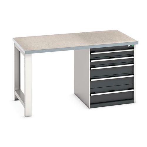 Bott Cubio Heavy Duty Workbench With Lino Worktop & Drawers HxWxD 840x1500x900mm