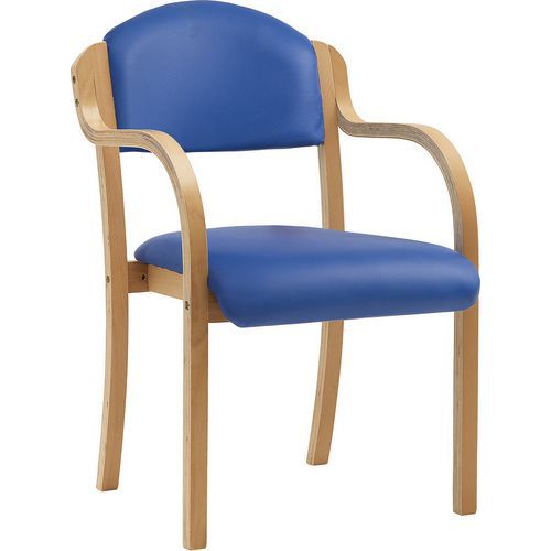 Beech Stackable Meeting/Office Chair With Arms - Fabric/Vinyl - Tahara