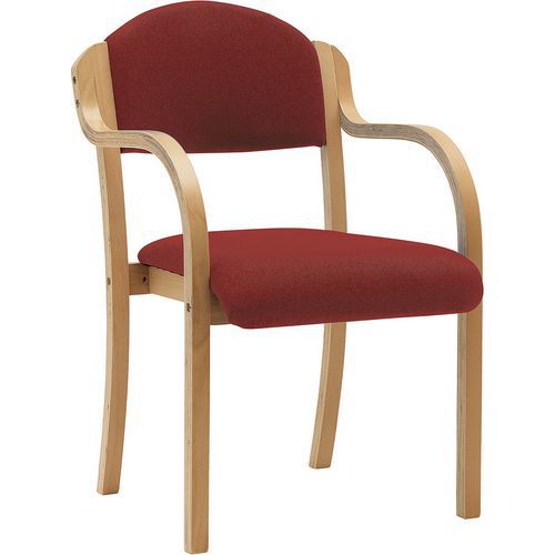 Beech Stackable Meeting/Office Chair With Arms - Fabric/Vinyl - Tahara