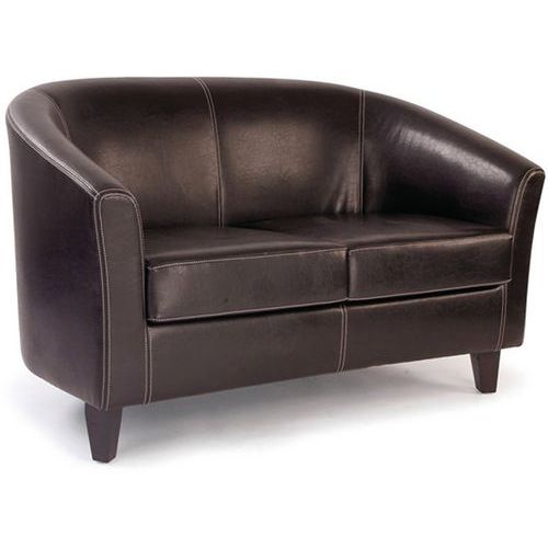 Brown Leather Tub Sofa - 2 Or 3 Seater - Office/Reception Room - Metro